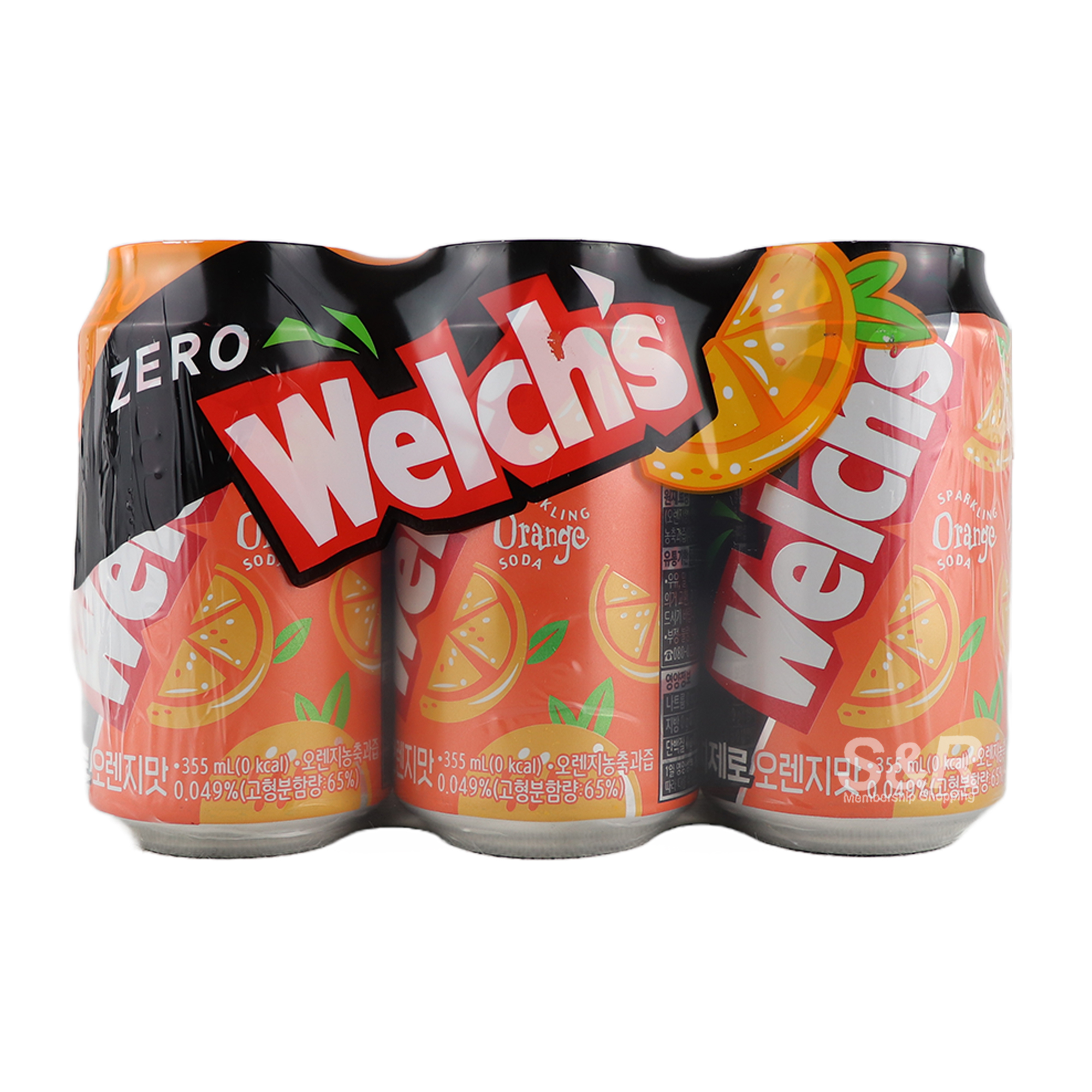 Welch''s Zero Orange Sparkling Soda 6 cans x 355mL